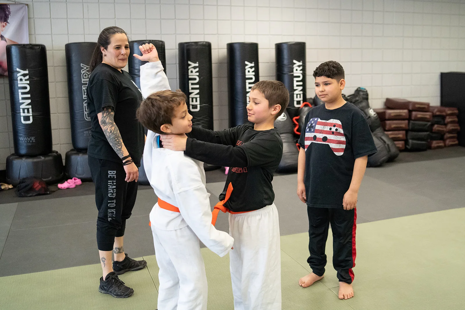 Kids training in a Young Warriors Krav Maga class at Colorado Krav Maga